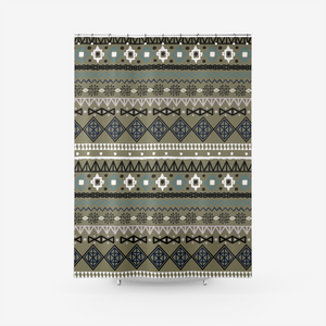 Southwestern Textured Fabric Shower Curtain Printed Bathroom Curtains