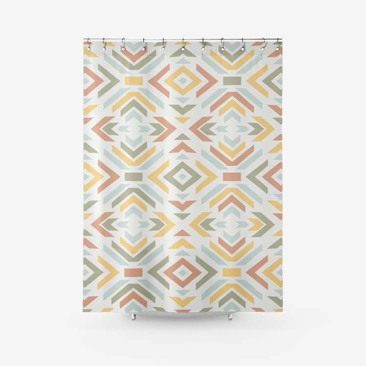 Textured Fabric Shower Curtain Printed Bathroom Curtains