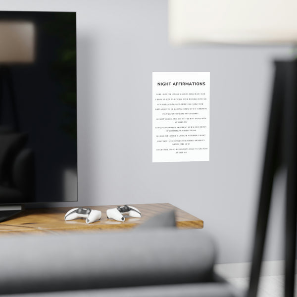 Night Time Affirmations and Manifestation Sayings Vertical Matte Poster Night Affirmations
