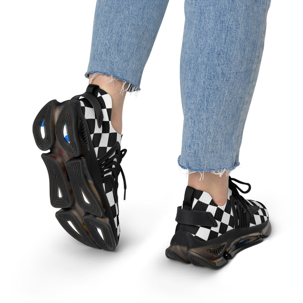Women's Mesh Sneakers Running Shoes Checkered Print Shock Absorbing Soles