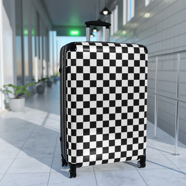 Suitcase Checkered Cabin Suitcase with Wheels Combination Lock Adjustable telescopic handle 360 Swivel Durable Hard Shell Case