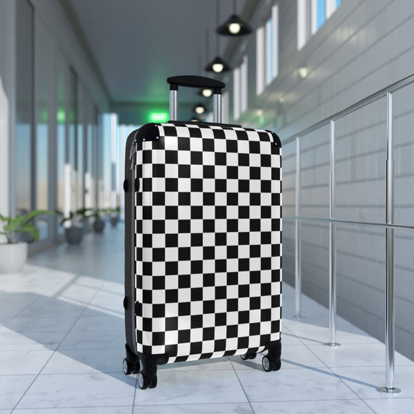 Suitcase Checkered Cabin Suitcase with Wheels Combination Lock Adjustable telescopic handle 360 Swivel Durable Hard Shell Case