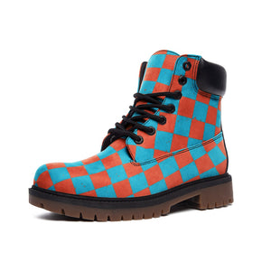 Botas de combate retro a cuadros de piel sintética