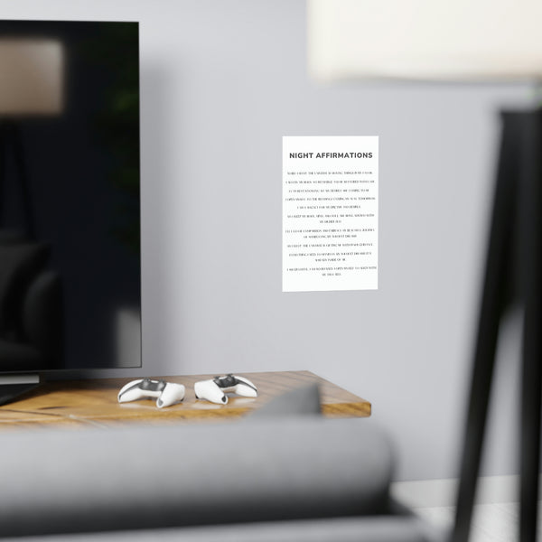 Night Time Affirmations and Manifestation Sayings Vertical Matte Poster Night Affirmations