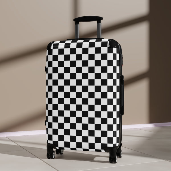 Suitcase Checkered Cabin Suitcase with Wheels Combination Lock Adjustable telescopic handle 360 Swivel Durable Hard Shell Case