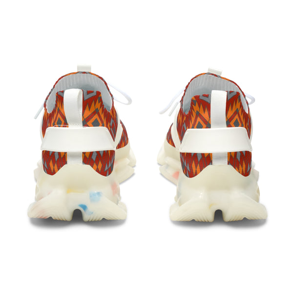 Women's Mesh Sneakers White or Black Sole Southwestern Print