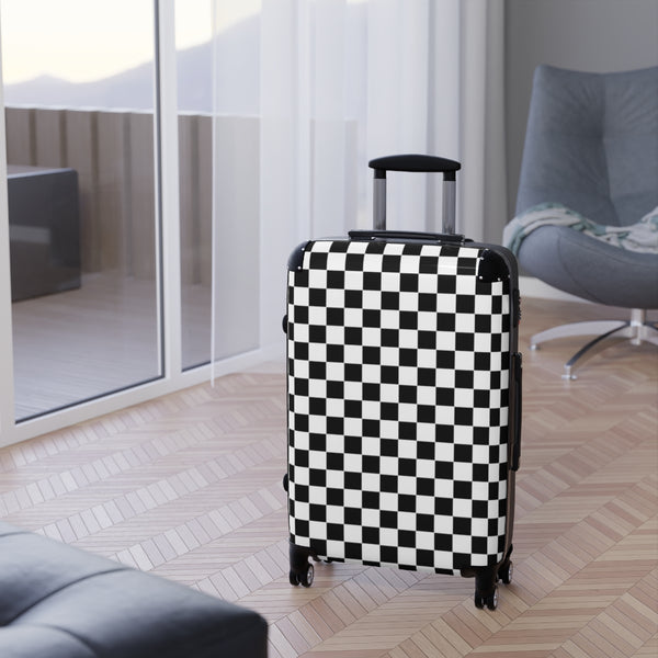 Suitcase Checkered Cabin Suitcase with Wheels Combination Lock Adjustable telescopic handle 360 Swivel Durable Hard Shell Case