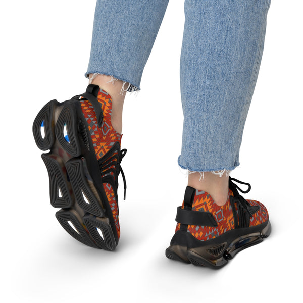 Women's Mesh Sneakers White or Black Sole Southwestern Print