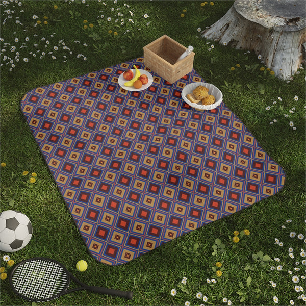 Picnic Blanket Modern Diamond Pattern Lawn Picnic Blanket Beach Blanket with Strap One Size One Sized Print Gifts