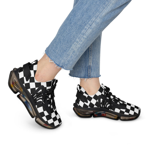 Women's Mesh Sneakers Running Shoes Checkered Print Shock Absorbing Soles