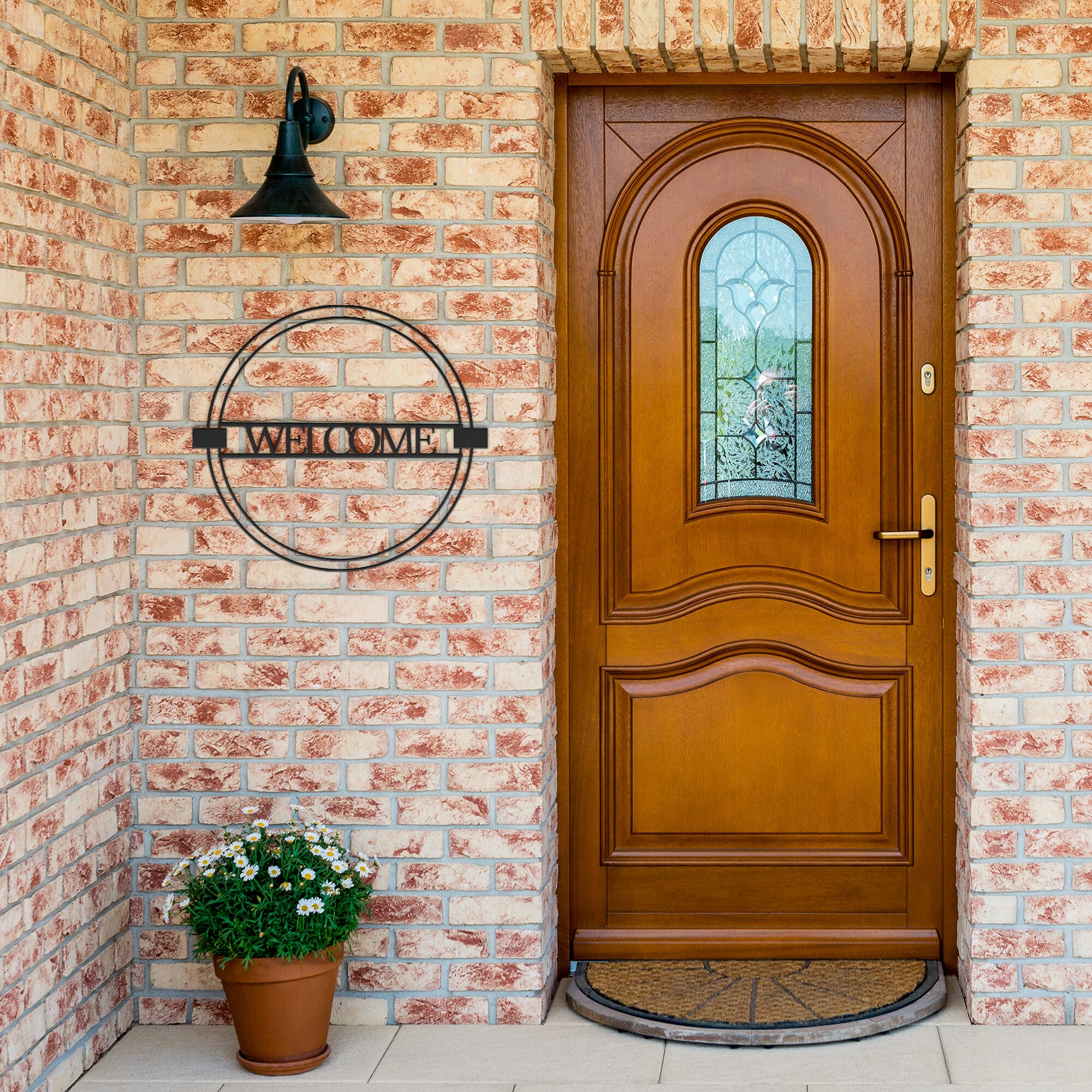 Circle Welcome Sign Steel Metal Indoor Outdoor Wall Decor