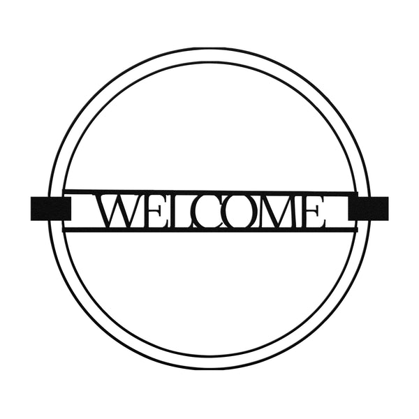 Circle Welcome Sign Steel Metal Indoor Outdoor Wall Decor