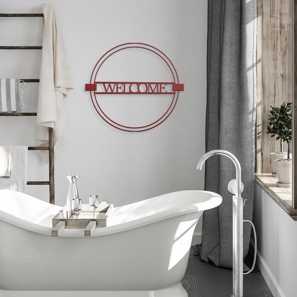 Circle Welcome Sign Steel Metal Indoor Outdoor Wall Decor