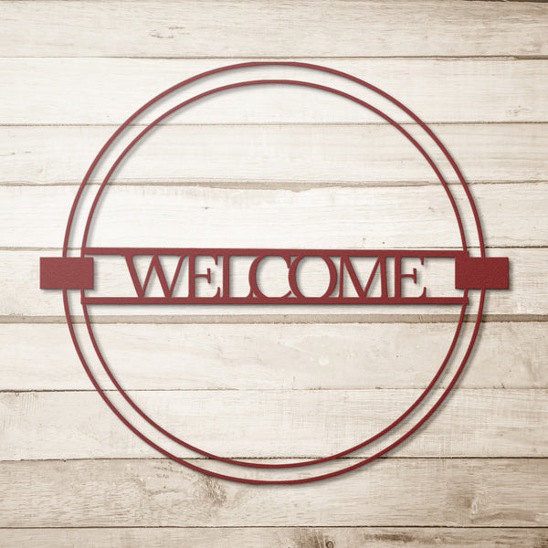 Circle Welcome Sign Steel Metal Indoor Outdoor Wall Decor