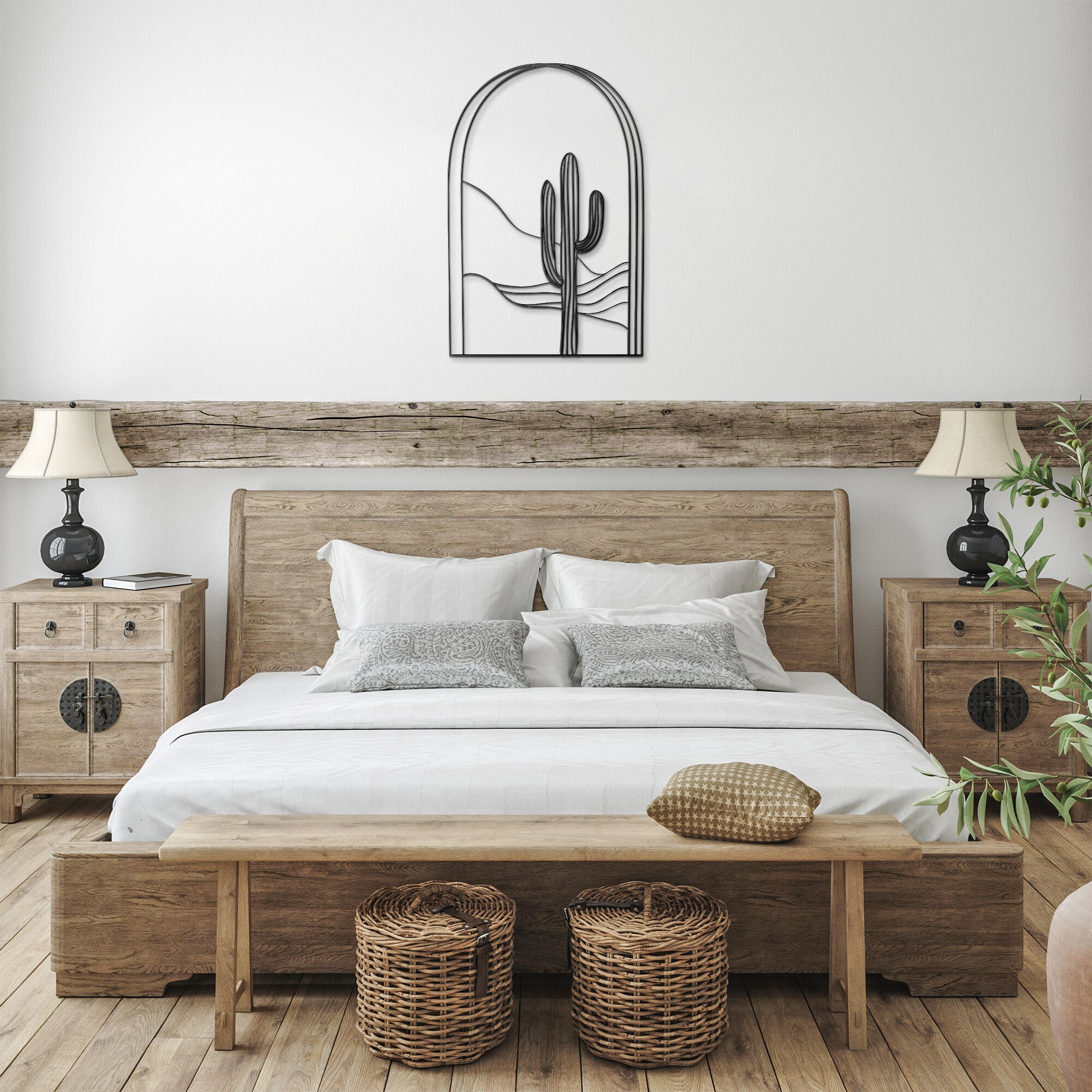 Desert Arch Metal Wall Art Decor Midwest Bohemian Decor Indoor Outdoor, Modern Eclectic Steel Artwork