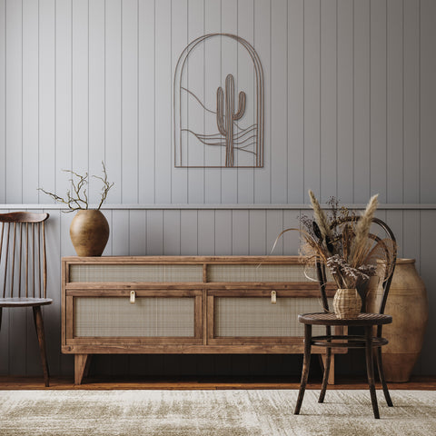 Desert Arch Metal Wall Art Decor Midwest Bohemian Decor Indoor Outdoor, Modern Eclectic Steel Artwork