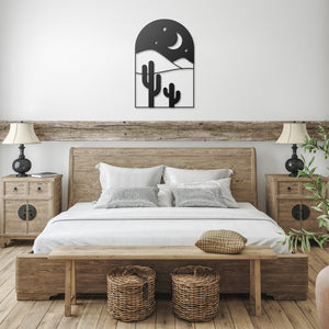 Desert Cacti Scene Metal Wall Art Steel Multiple Colors & Sizes, Midwest Southwestern Boho Wall Decor for Indoor or Outdoor