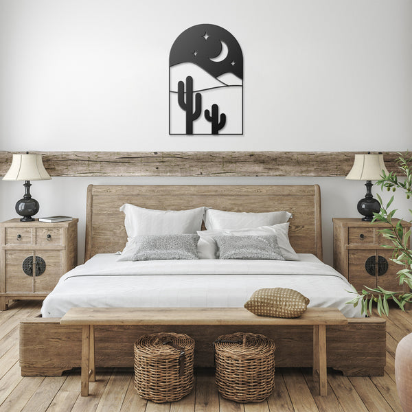 Desert Cacti Scene Metal Wall Art Steel Multiple Colors & Sizes, Midwest Southwestern Boho Wall Decor for Indoor or Outdoor