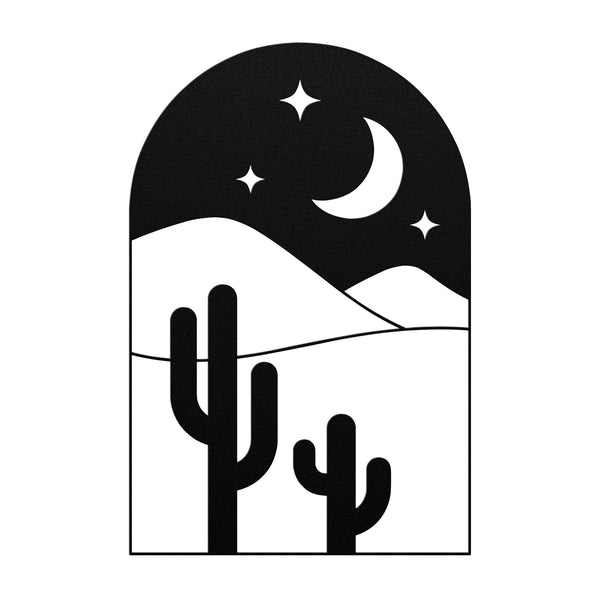 Desert Cacti Scene Metal Wall Art Steel Multiple Colors & Sizes, Midwest Southwestern Boho Wall Decor for Indoor or Outdoor