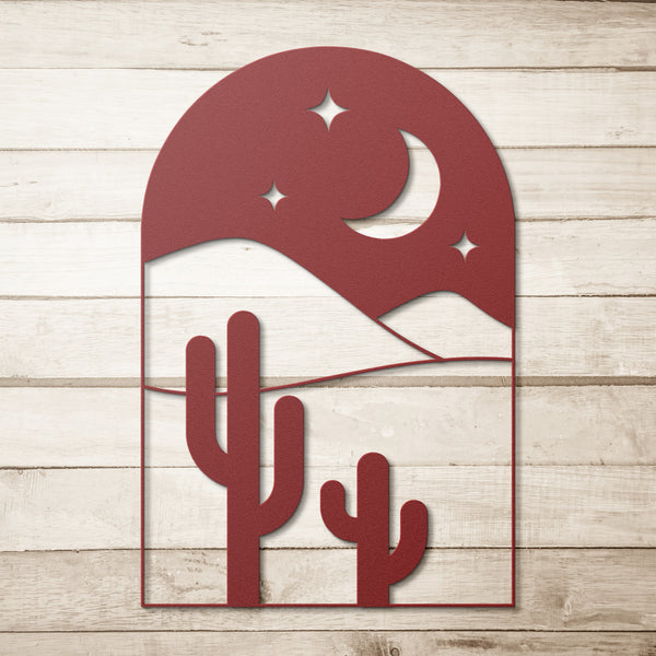Desert Cacti Scene Metal Wall Art Steel Multiple Colors & Sizes, Midwest Southwestern Boho Wall Decor for Indoor or Outdoor