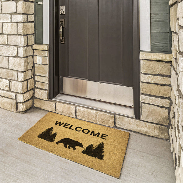 Door Mat Coir Welcome Mat Lodge Cabin Decor Bear & Trees
