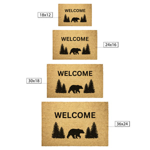 Door Mat Coir Welcome Mat Lodge Cabin Decor Bear & Trees