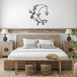 Floral Half Moon Steel Metal Artwork Sign