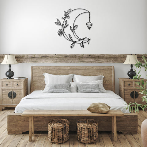 Floral Half Moon Steel Metal Artwork Sign
