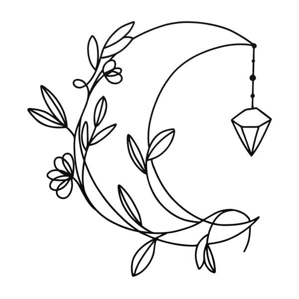 Floral Half Moon Steel Metal Artwork Sign