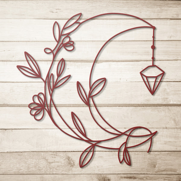 Floral Half Moon Steel Metal Artwork Sign