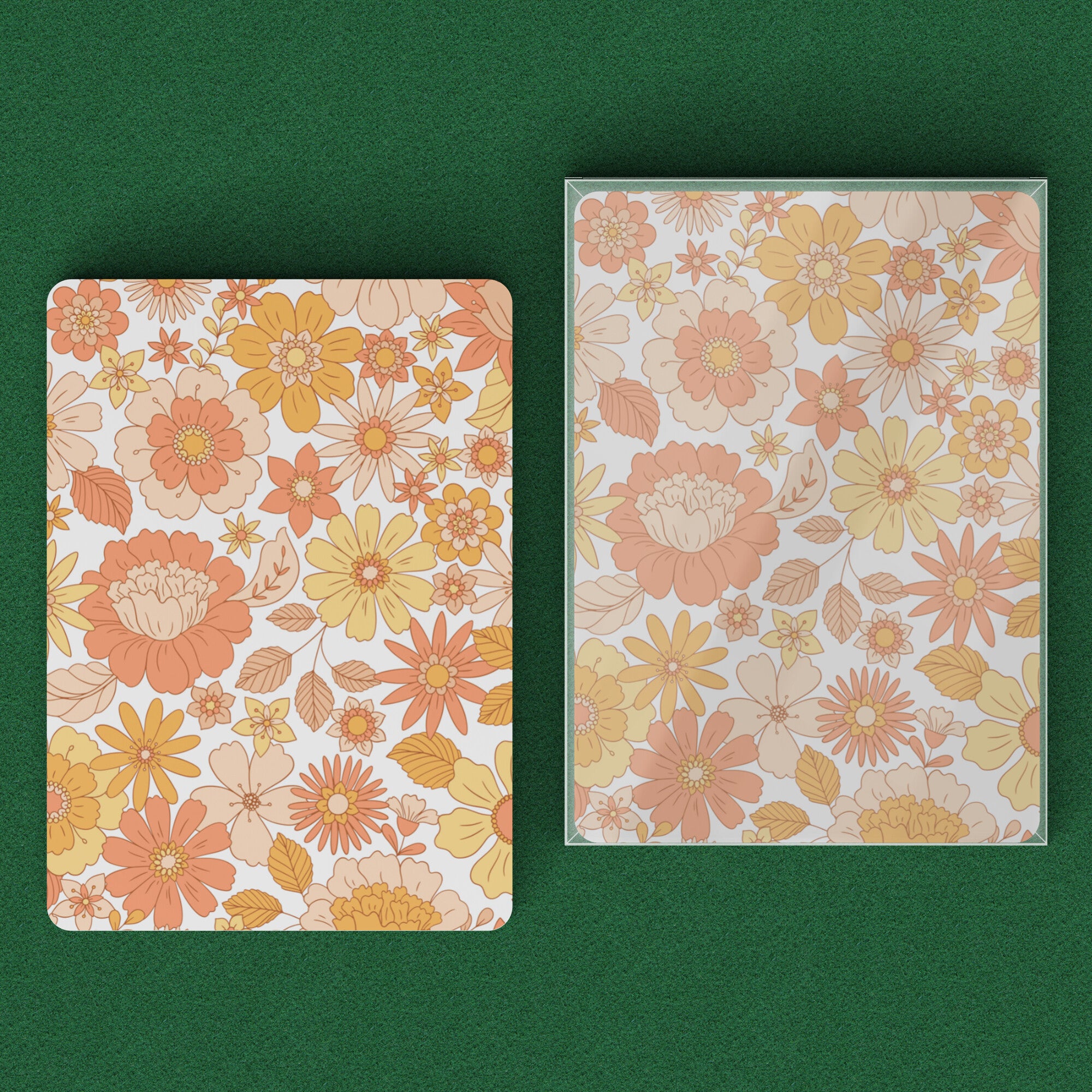 Floral Playing Cards, Gifts Card Players Clear Plastic Case Full Deck