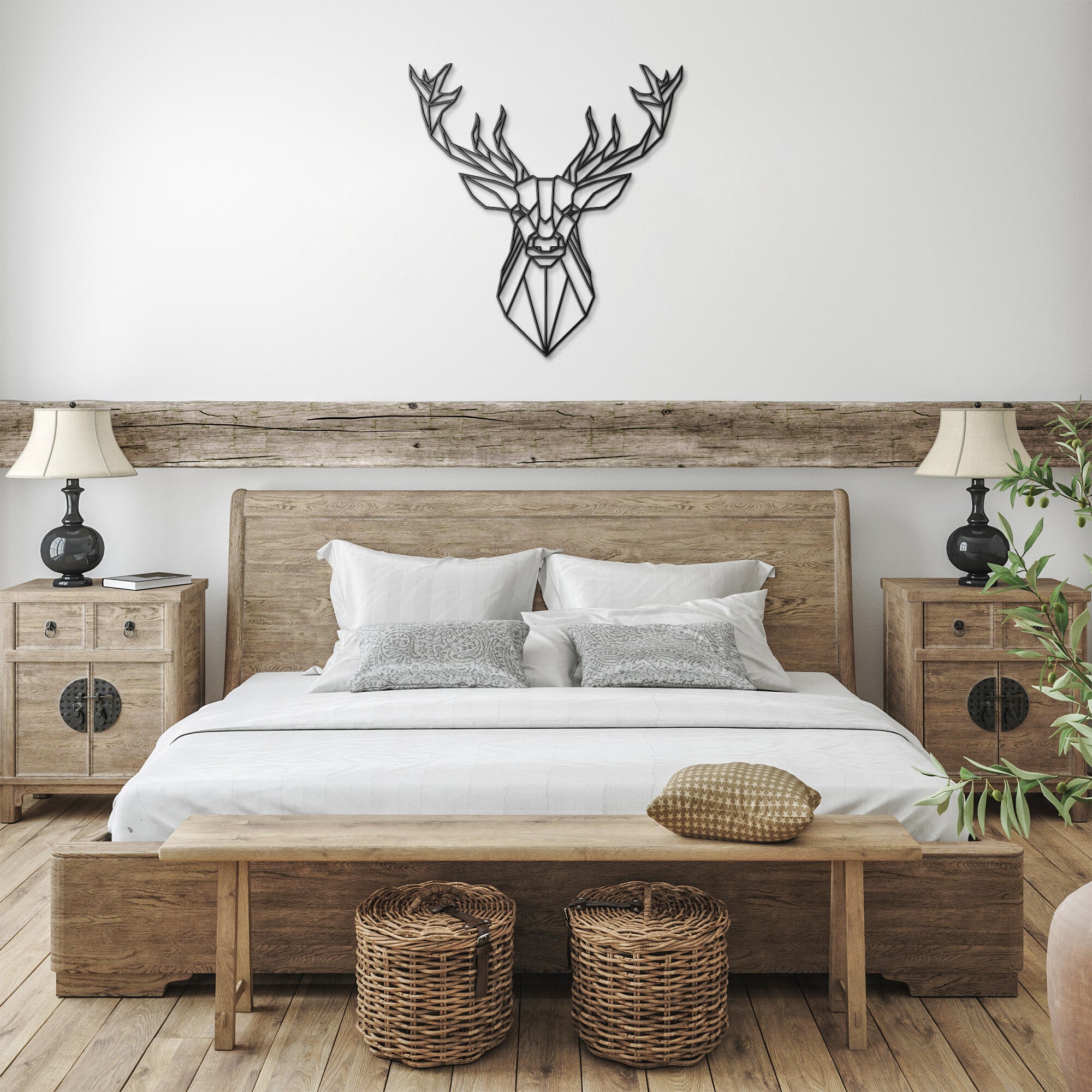 Geometric Deer Metal Wall Art Buck Decor