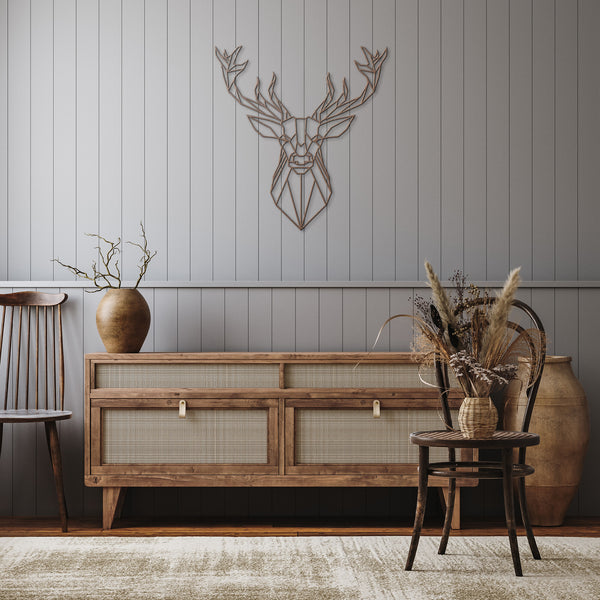 Geometric Deer Metal Wall Art Buck Decor
