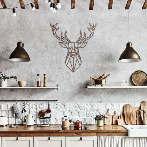 Geometric Deer Metal Wall Art Buck Decor