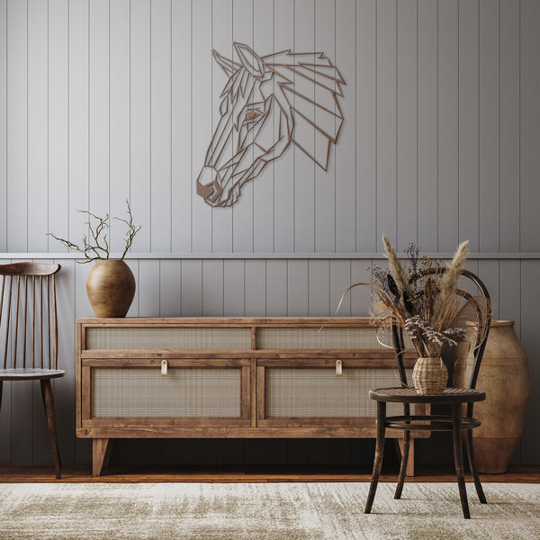 Regalo geométrico del amante del caballo del arte de la pared del metal de la cabeza de caballo