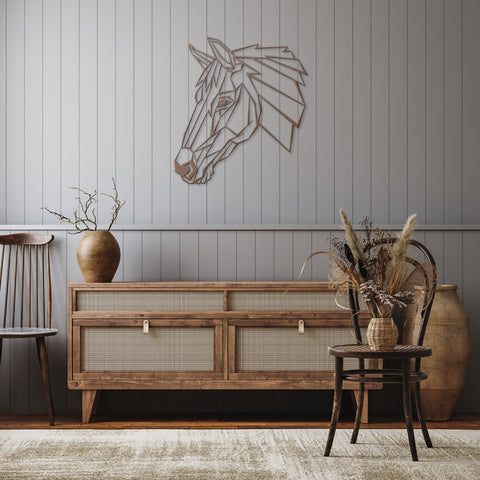 Geometric Horse Head Metal Wall Art Horse Lover Gift