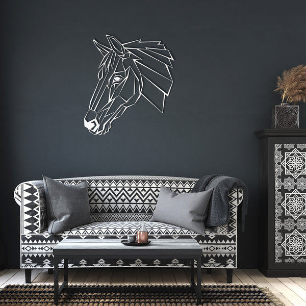 Regalo geométrico del amante del caballo del arte de la pared del metal de la cabeza de caballo