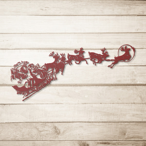 Holiday Metal Sign Santa Reindeer Christmas Decor