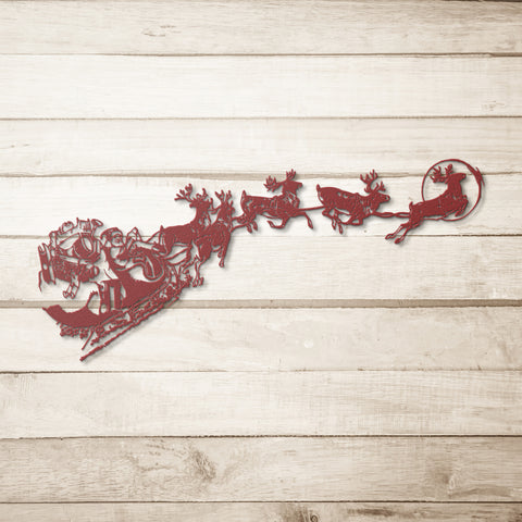 Holiday Metal Sign Santa Reindeer Christmas Decor