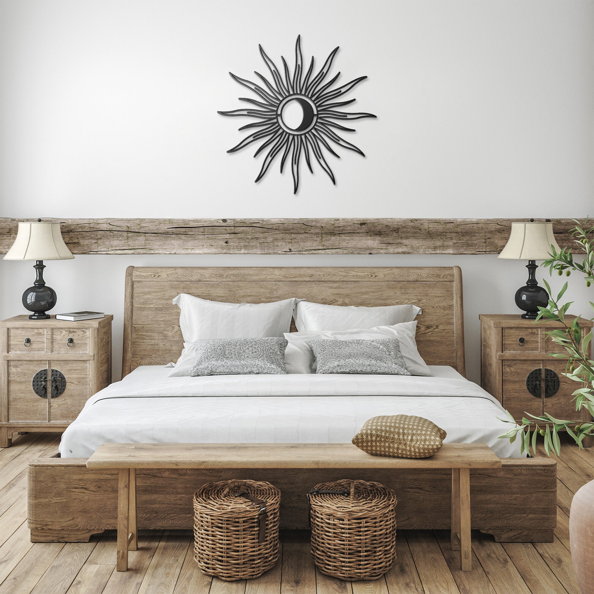 Moon Sunburst Metal Wall Decor Wall Art for Home