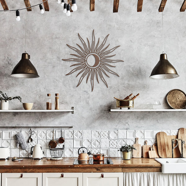 Moon Sunburst Metal Wall Decor Wall Art for Home