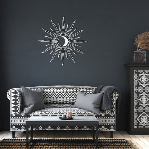Moon Sunburst Metal Wall Decor Wall Art for Home