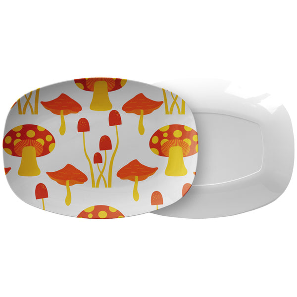 Retro Mushroom Plastic Serving Platter, Kitchen Accessories Housewarming Groovy