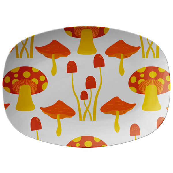 Retro Mushroom Plastic Serving Platter, Kitchen Accessories Housewarming Groovy