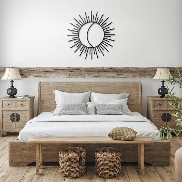 Sunburst Half Moon Steel Metal Wall Art