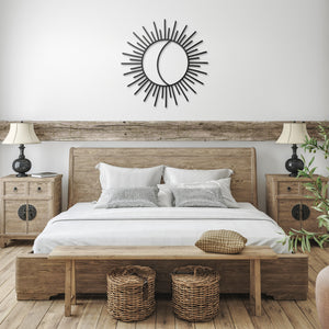 Sunburst Half Moon Steel Metal Wall Art
