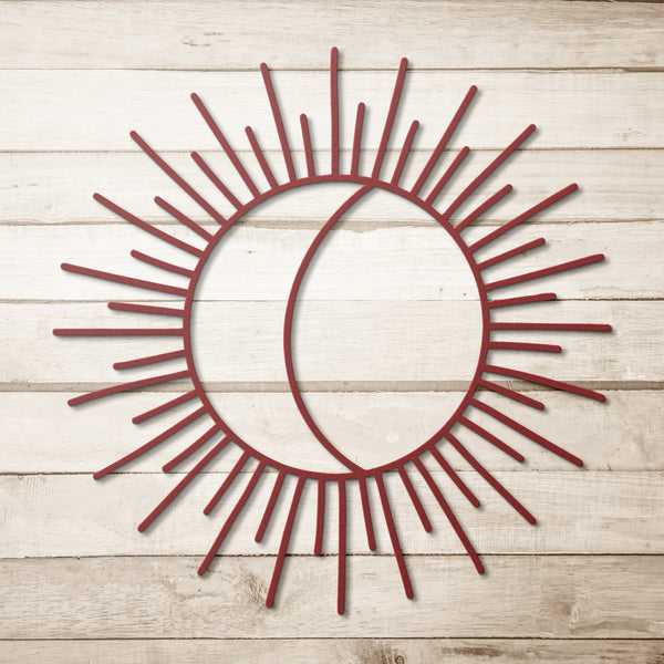 Sunburst Half Moon Steel Metal Wall Art