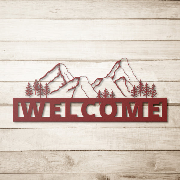 Welcome Metal Sign Mountain valley