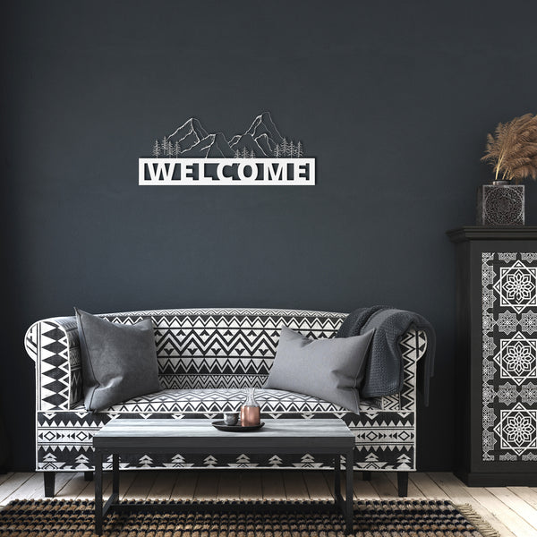Welcome Metal Sign Mountain valley
