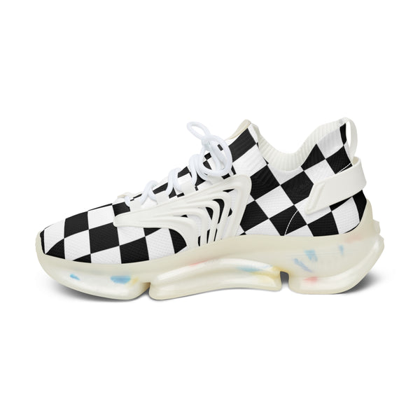 Women's Mesh Sneakers Running Shoes Checkered Print Shock Absorbing Soles
